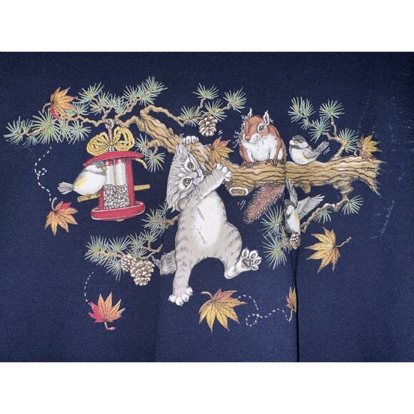 Vintage Whim Z Sweatshirt 3xl Blue Mock Neck Long Sleeve Grandmacore USA 80s 90s - Picture 3 of 14